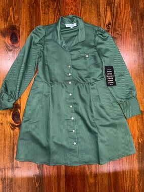 Tuckernuck Olive Green Striped Shirt Dress